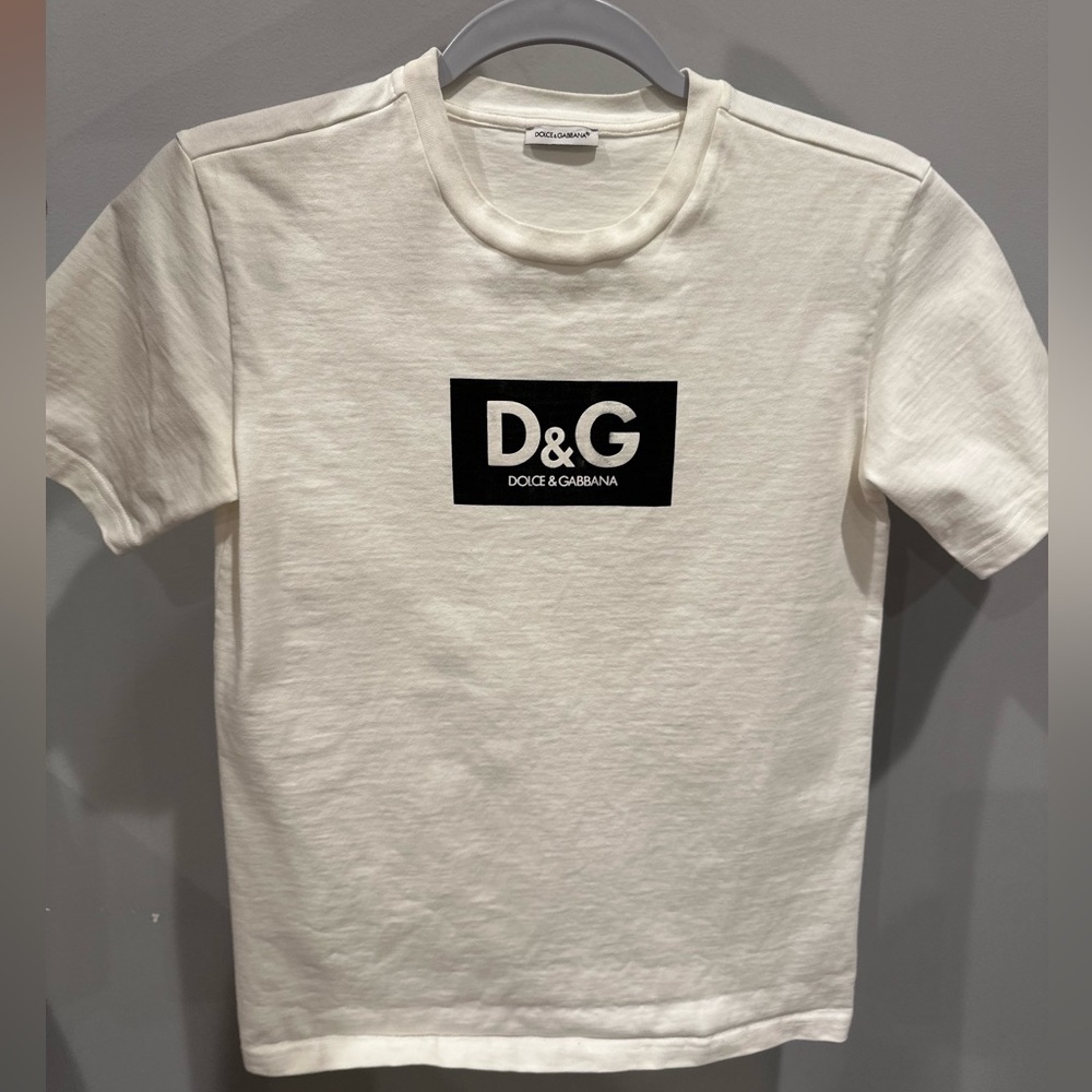 Dolce & Gabbana White Short Sleeve Tee with Logo